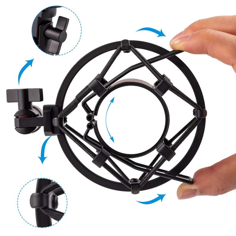 LYRCRO Microphone Shock Mount, Mic Anti-Vibration Suspension Shock Mount Holder Clip for 44mm-49mm Diameter Condenser Mic like MXL V67G V67i V69M V87 550 Studio 24 V76T Babybottle SL - Image 2